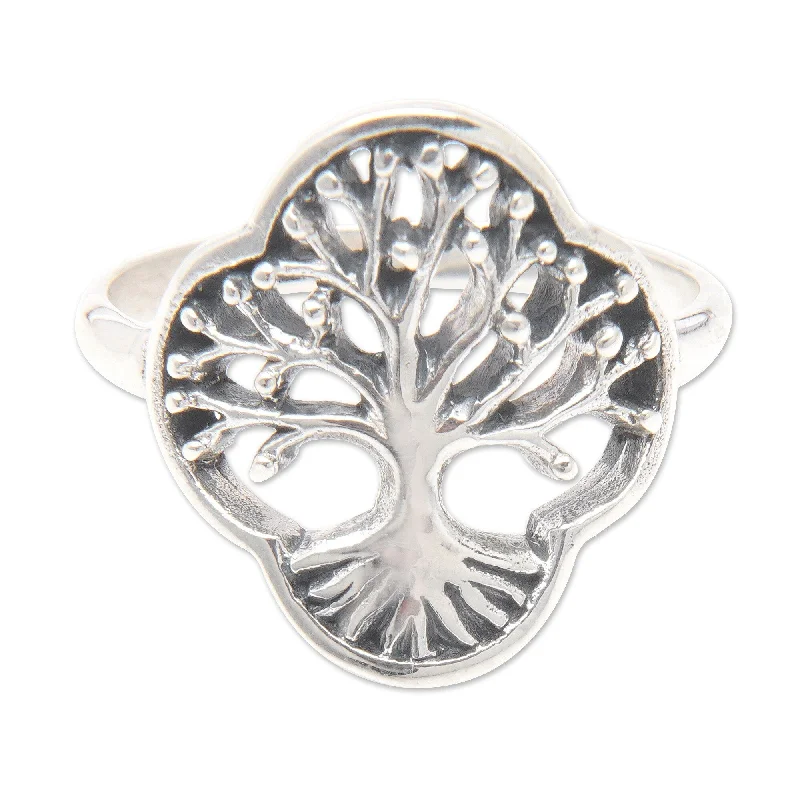 Fashion Rings with Initial Charms in Silver - Plated Metal for a Custom AccessoryNovica Handmade Revered Tree Sterling Silver Cocktail Ring