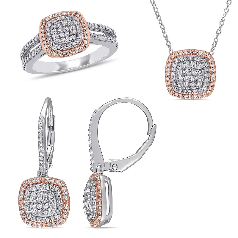 Adjustable Women's Diamond Rings with a Flexible Band for a Comfortable and Custom FitMiadora 2-Tone Sterling Silver 1 1/2ct TDW Diamond Clustered Halo Jewelry Set