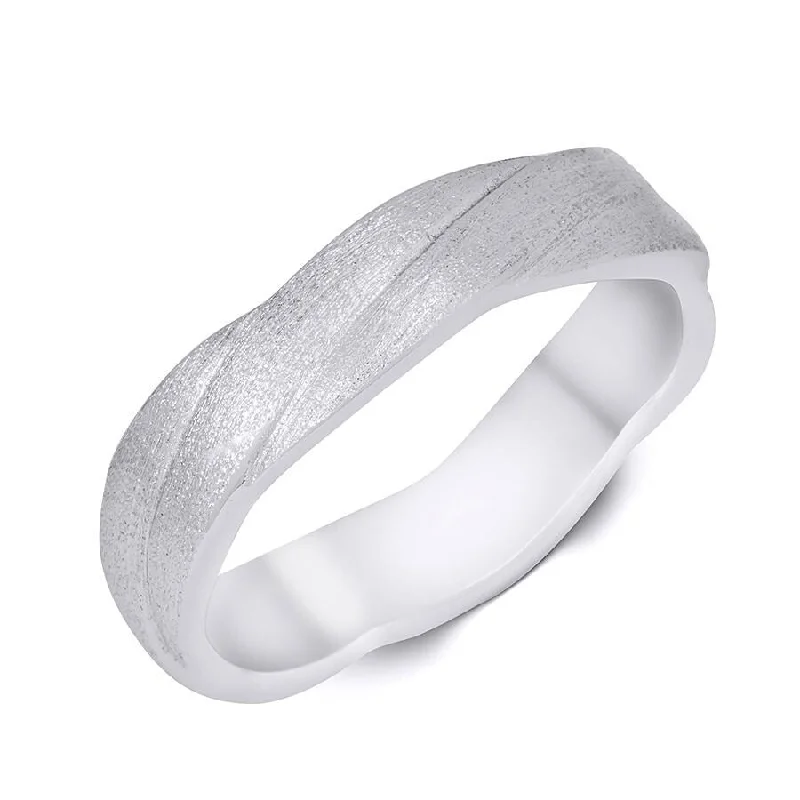 Open - Band Fashion Rings in Sterling Silver with Gemstone InlaysSterling Silver 5mm Men's Textured Round Layered Infinity Band Ring