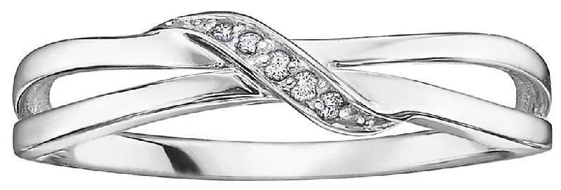 Vintage - Style Women's Diamond Rings with Floral - Engraved Bands and Multiple Diamond AccentsWhite Gold Diamond Ring. 0.03 Ct Total Diamond Weight.