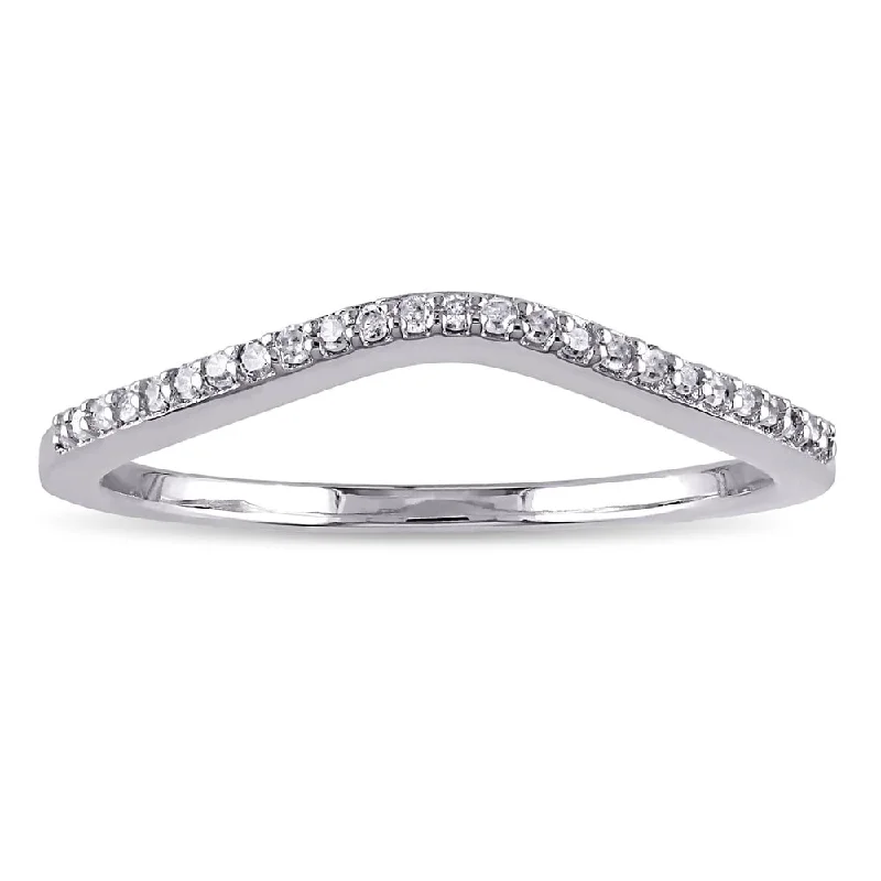 Cluster - Style Women's Diamond Rings with Multiple Small Diamonds Arranged in a Stunning PatternMiadora 10k White Gold 1/10ct TDW Diamond Contour Stackable Anniversary-style Wedding Band Ring