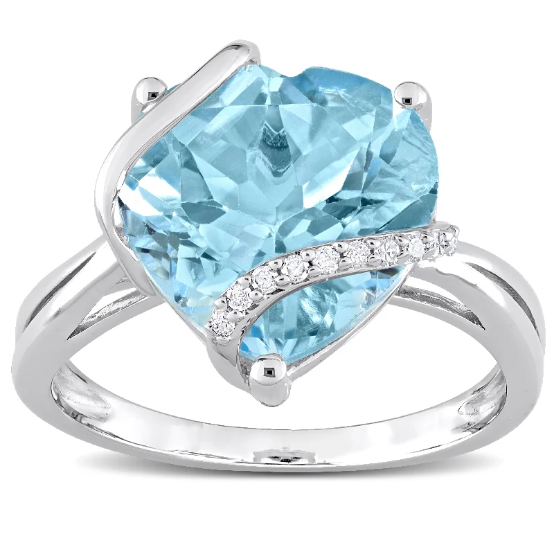 Marquise - Cut Women's Diamond Rings in Palladium for a Unique and Elongated ShapeMiadora Heart-cut Sky Blue Topaz & Diamond Accent Swirl Cocktail Ring in Sterling Silver