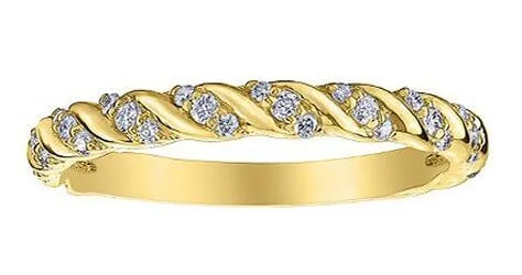 Channel - Set Women's Diamond Rings with Diamonds Securely Held in a Metal Groove for DurabilityYellow Gold Diamond Band.