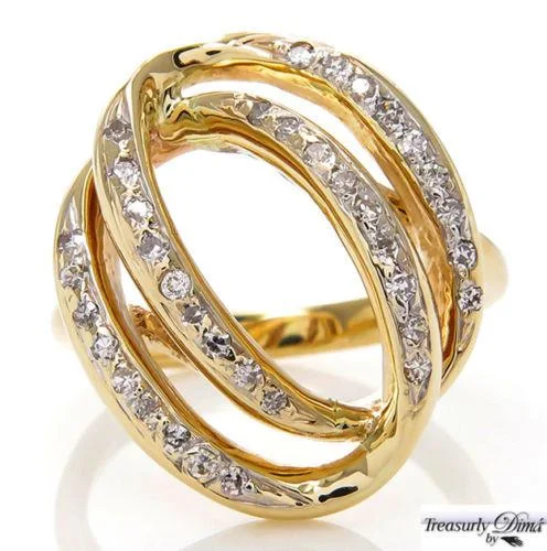 Marquise - Cut Women's Diamond Rings in Palladium for a Unique and Elongated Shape0.50CT ESTATE VINTAGE DIAMOND RIGHT HAND FASHION SWIRL 14K YELLOW GOLD RING