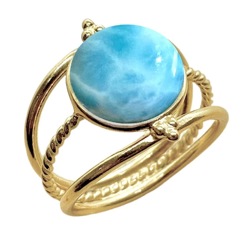 Opal Gemstone Rings in Rose Gold with a Milgrain Edge for a Feminine and Romantic StyleLaihas Free Spirit Gold Larimar Ring