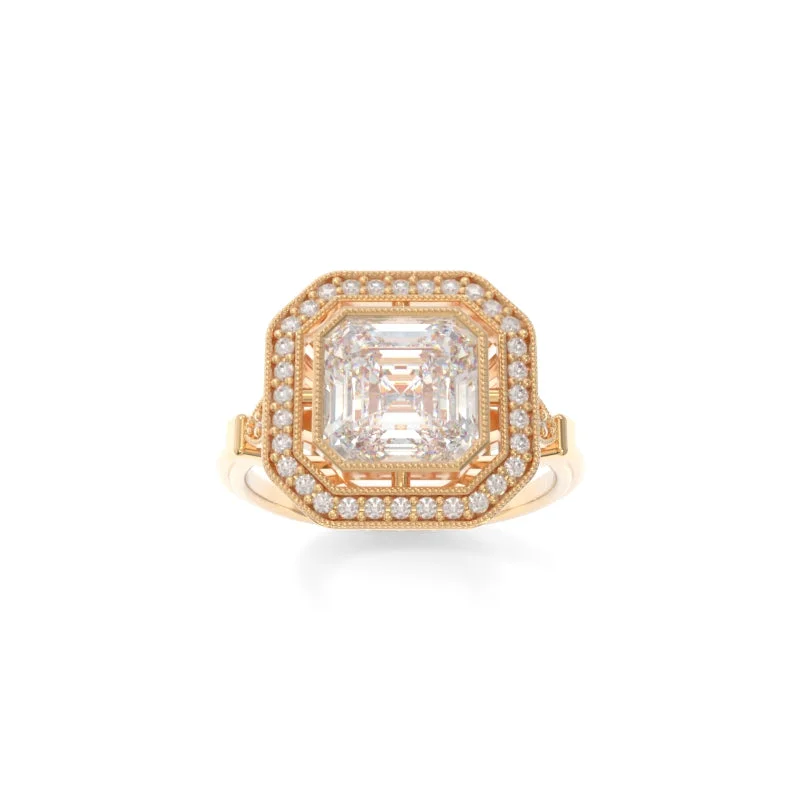 Men's Opal Engagement Rings in 10K Gold with a Milgrain - Trimmed BandLillian Ring Asscher