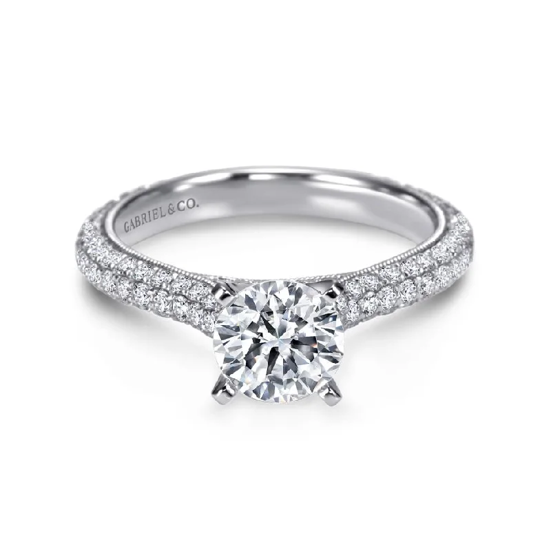 Halo - Style Women's Diamond Rings with a Center Diamond Surrounded by Smaller Diamonds in 18K GoldGabriel 14K White Gold .89ctw 4 Prong Style Diamond Semi-Mount Engagement Ring