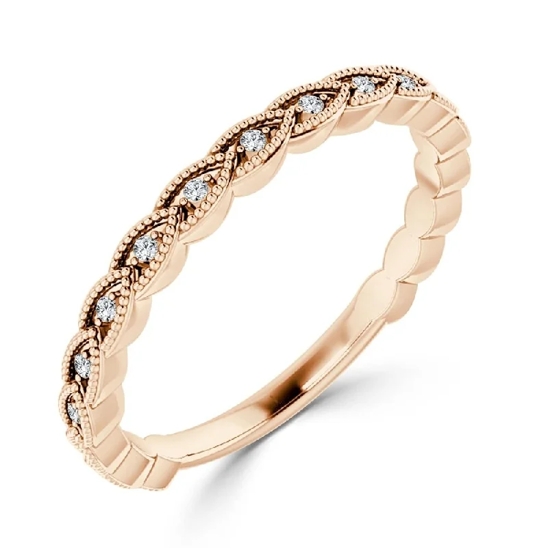 Chunky Fashion Rings in Copper with Geometric Patterns for a Bold AccessoryAuriya 10k Gold 0.08ctw Ultra-thin Stackable Diamond Wedding Band