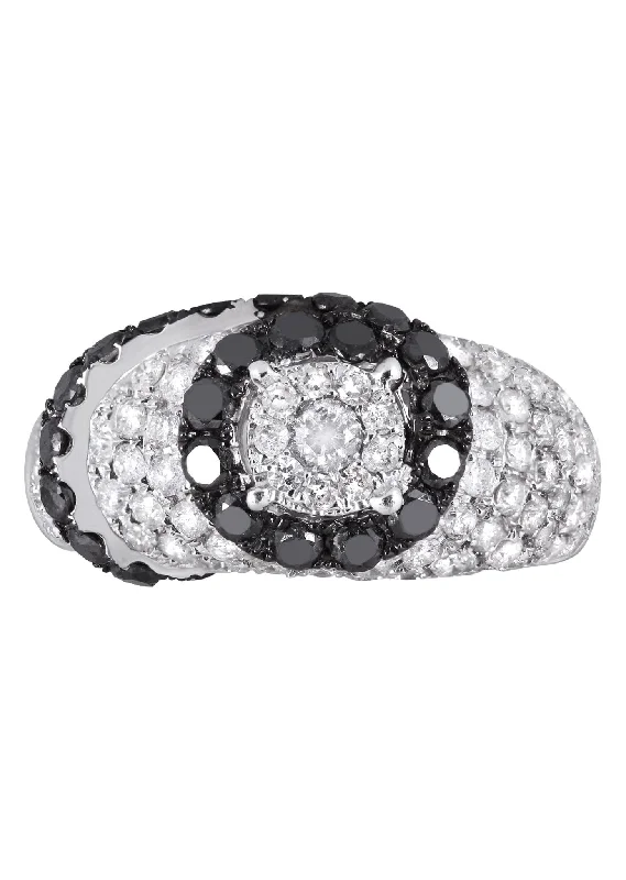 Art Deco - Inspired Women's Diamond Rings with Geometric Designs and Baguette - Cut Diamonds14K Ladies Black Diamond Cocktail Ring | 2.06 Carats | 5.83 Grams