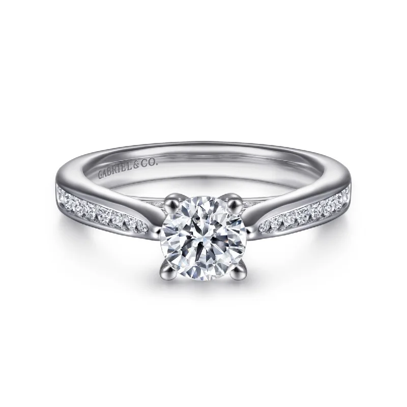 Halo - Style Women's Diamond Rings with a Center Diamond Surrounded by Smaller Diamonds in 18K GoldGabriel 14K White Gold .28ctw 4 Prong Style Diamond Semi-Mount Engagement Ring