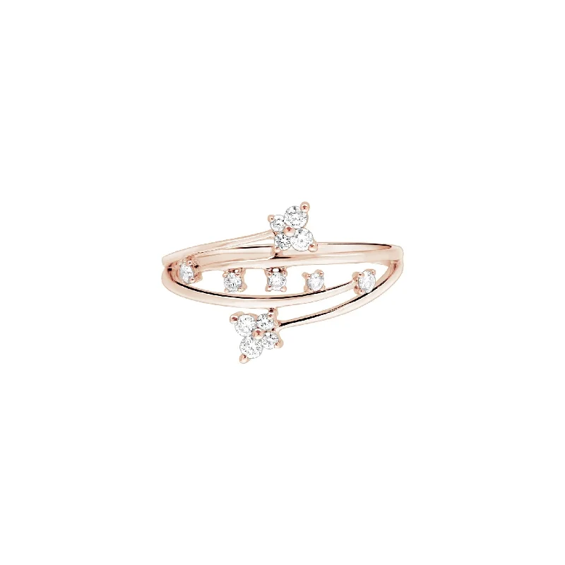 Cushion - Cut Women's Diamond Rings in Platinum with a Soft and Romantic AppearanceDiamond Butterfly Wrap Cocktail Ring