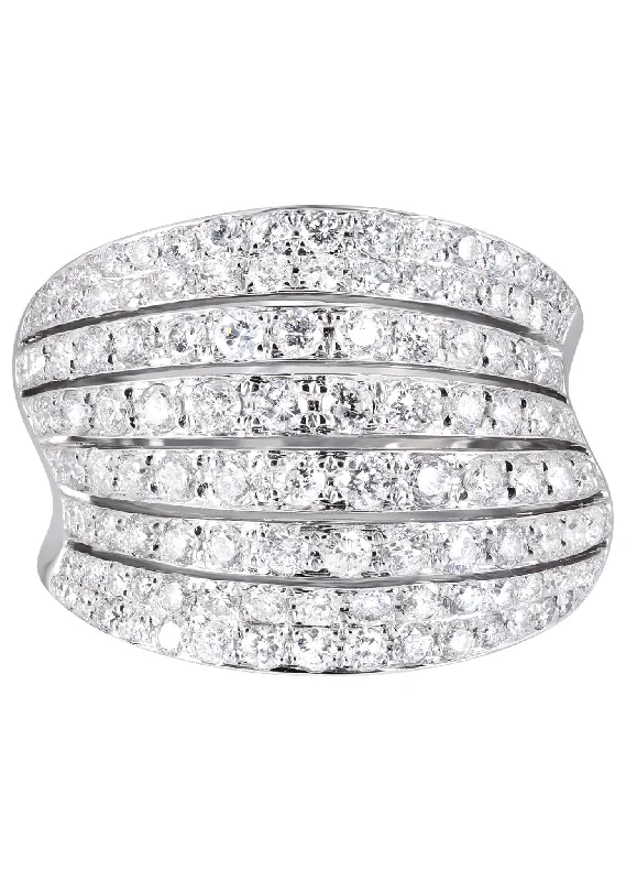 Cathedral - Style Women's Diamond Rings with a Raised Center Setting and Elaborate Metalwork14K Ladies Diamond Cocktail Ring | 2.28 Carats | 9.5 Grams