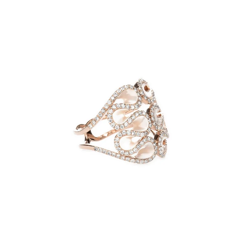 Signature - Design Women's Diamond Rings with a Brand - Specific Pattern and High - Quality DiamondsAbstract Swirl Mother Of Pearl and Diamond Cocktail Ring