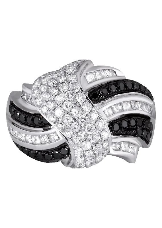 Cluster - Style Women's Diamond Rings with Multiple Small Diamonds Arranged in a Stunning Pattern14K Ladies Black Diamond Cocktail Ring | 2.13 Carats | 12.33 Grams