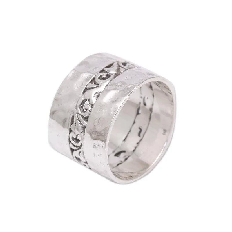 Open - Band Fashion Rings in Sterling Silver with Gemstone InlaysNOVICA Around the Vines, Sterling silver band ring