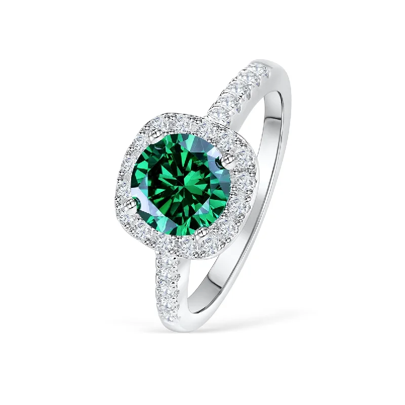 Men's Turquoise Engagement Rings in 925 Silver with a Southwestern - Inspired BandThe Halo - Emerald