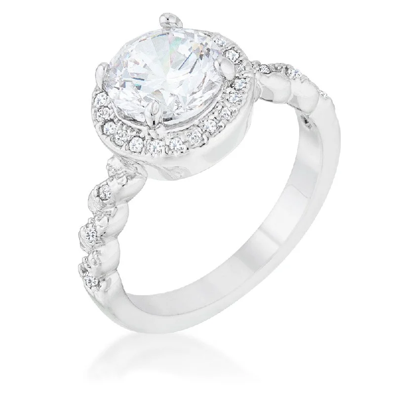 Rhinestone - Embellished Fashion Rings in Silver - Tone Metal for a Glamorous TouchJordana 2.2Ct Clear Cz Rhodium Classic Ring