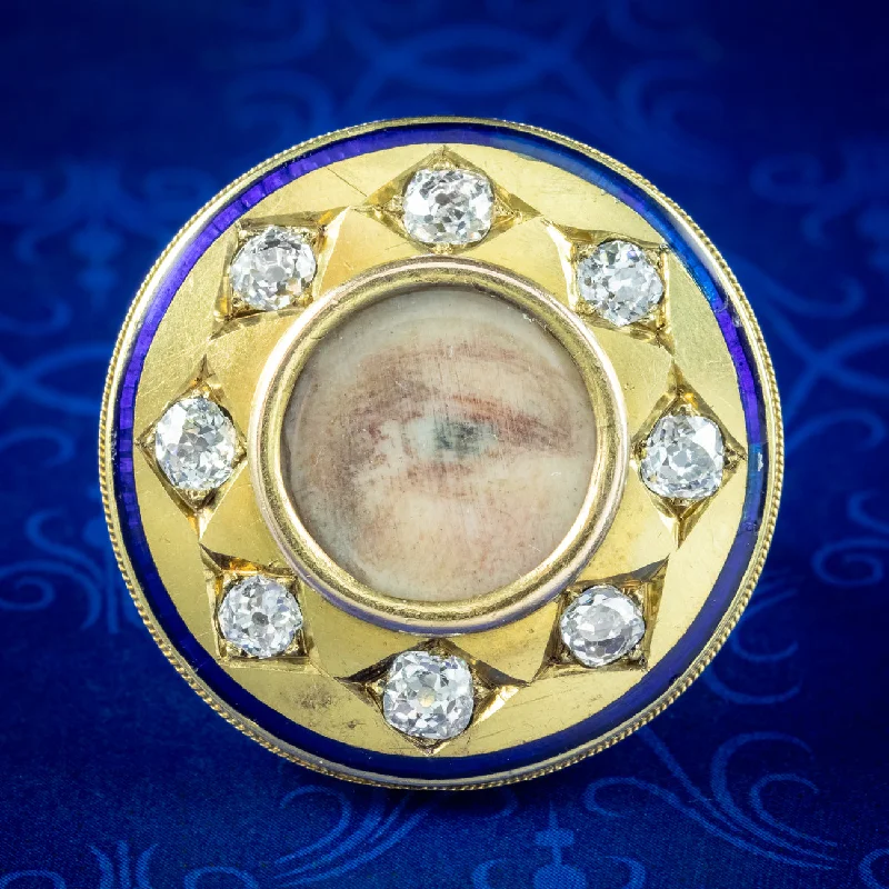 Cathedral - Style Women's Diamond Rings with a Raised Center Setting and Elaborate MetalworkAntique Georgian Miniature Lovers Eye Diamond Ring Signed Sir Edwin Henry Landseer With Box