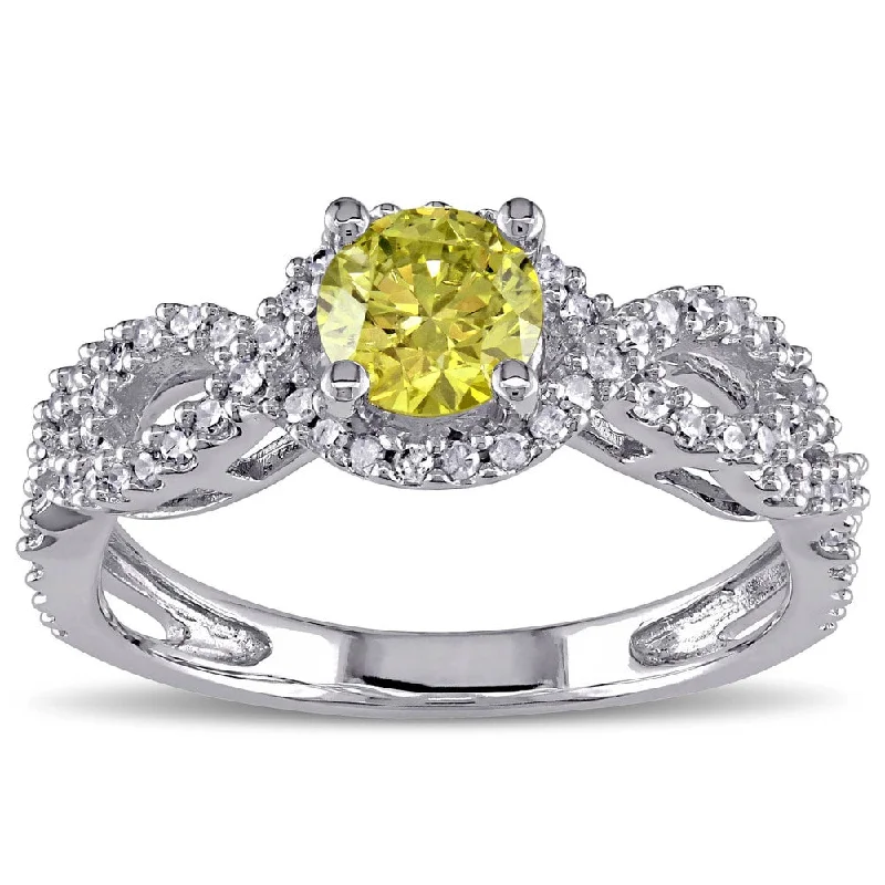 Adjustable Women's Diamond Rings with a Flexible Band for a Comfortable and Custom FitMiadora Signature Collection 10k White Gold 3/4ct TDW Yellow and White Diamond Ring