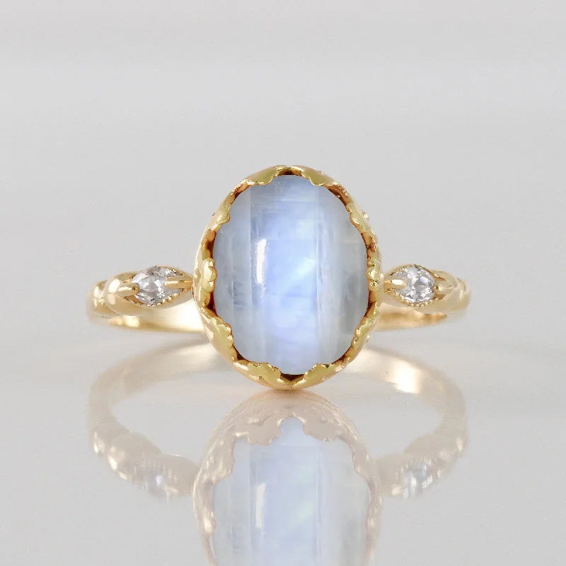 Garnet Gemstone Rings in 18K Gold Vermeil with Intricate Engravings for a Traditional AestheticRainbow Moonstone Ring - June Birthstone - Genuine Moonstone - Statement Ring - Gold Ring - Oval Crown Ring - Bezel Ring - Gemstone Band