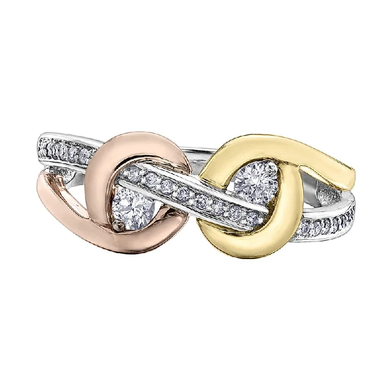 Adjustable Women's Diamond Rings with a Flexible Band for a Comfortable and Custom FitToi-Et-Moi Diamond Infinity Ring in Tri-Coloured Gold