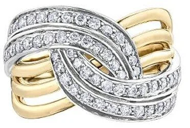 Vintage - Style Women's Diamond Rings with Floral - Engraved Bands and Multiple Diamond AccentsYellow Gold Diamond Ring.