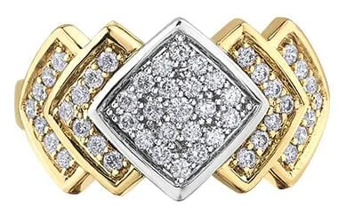 Art Deco - Inspired Women's Diamond Rings with Geometric Designs and Baguette - Cut DiamondsYellow Gold Diamond Ring.