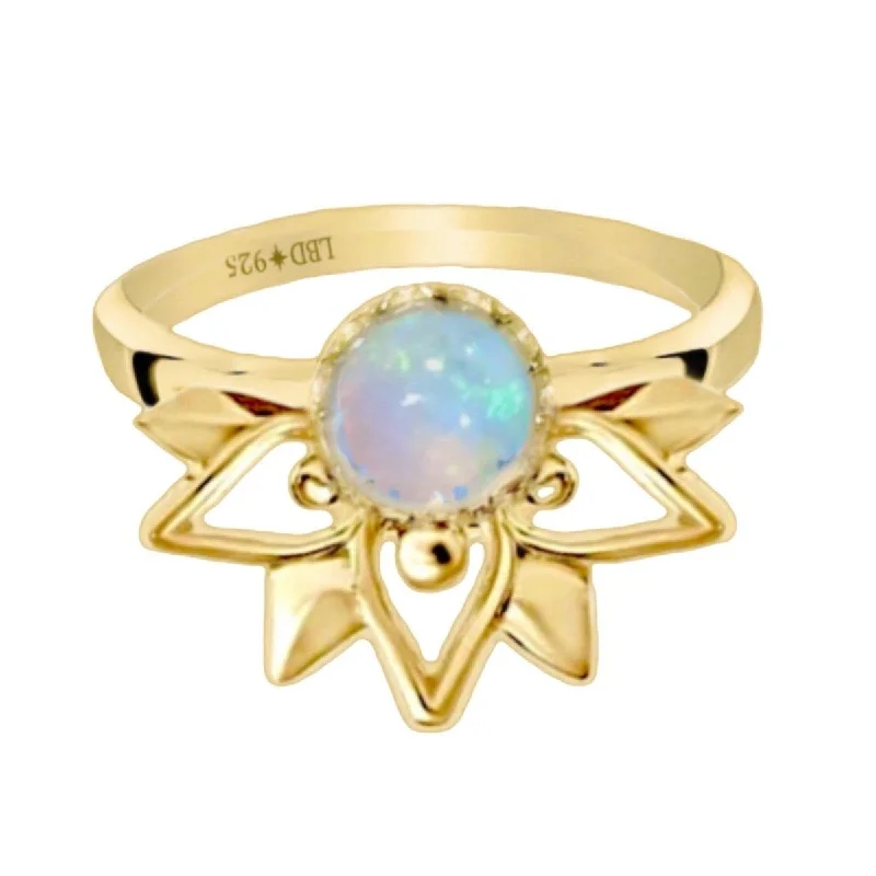 Emerald Gemstone Rings Set in Platinum with Filigree Work for a Vintage - Inspired LookLaihas Boho Inflorescence Gold Opal Ring