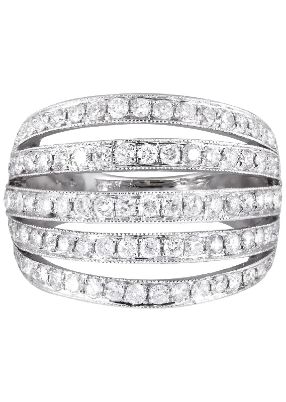 Women's Diamond Rings with Side - Stone Pave Setting for a Sparkling and Continuous Shine14K Ladies Diamond Cocktail Ring | 2.07 Carats | 8.91 Grams