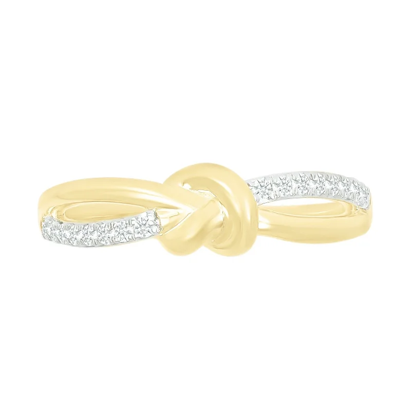 Signature - Design Women's Diamond Rings with a Brand - Specific Pattern and High - Quality DiamondsDiamond and Gold Knot Ring