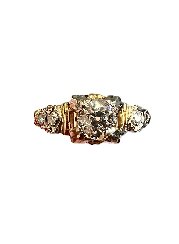 Men's Tourmaline Engagement Rings in 18K Two - Tone Gold with a Floral - Inspired SettingVintage Diamond Yellow White Gold Engagement Ring Circa 1940