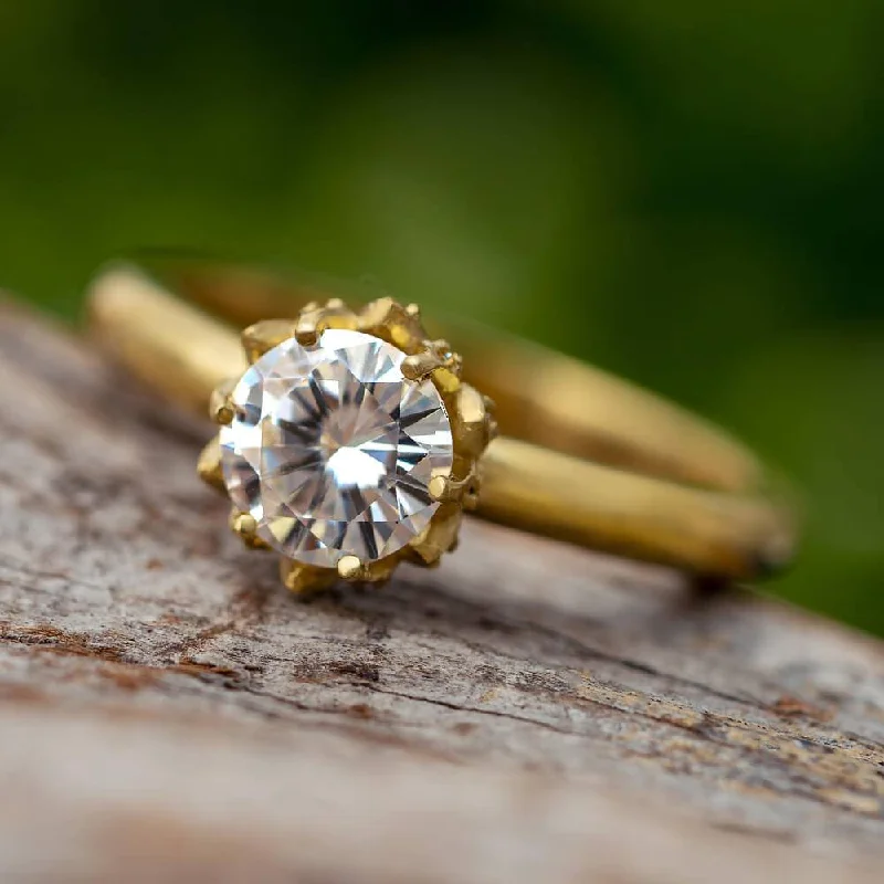 Men's Moonstone Engagement Rings in Silver - Plated Copper with a Celtic Knot PatternMoissanite Lotus Engagement Ring in Polished Gold Band