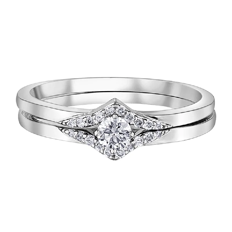 Signature - Design Women's Diamond Rings with a Brand - Specific Pattern and High - Quality DiamondsCanadian Diamond V-Shaped Bridal Set