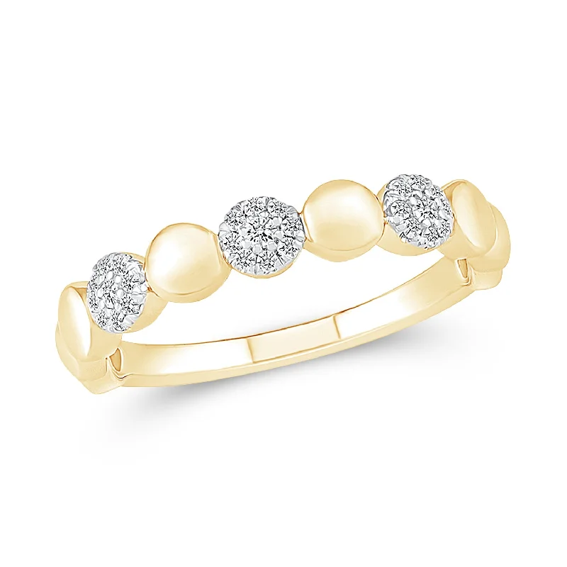 Art Deco - Inspired Women's Diamond Rings with Geometric Designs and Baguette - Cut DiamondsAlternating Diamond and Gold Circles Ring