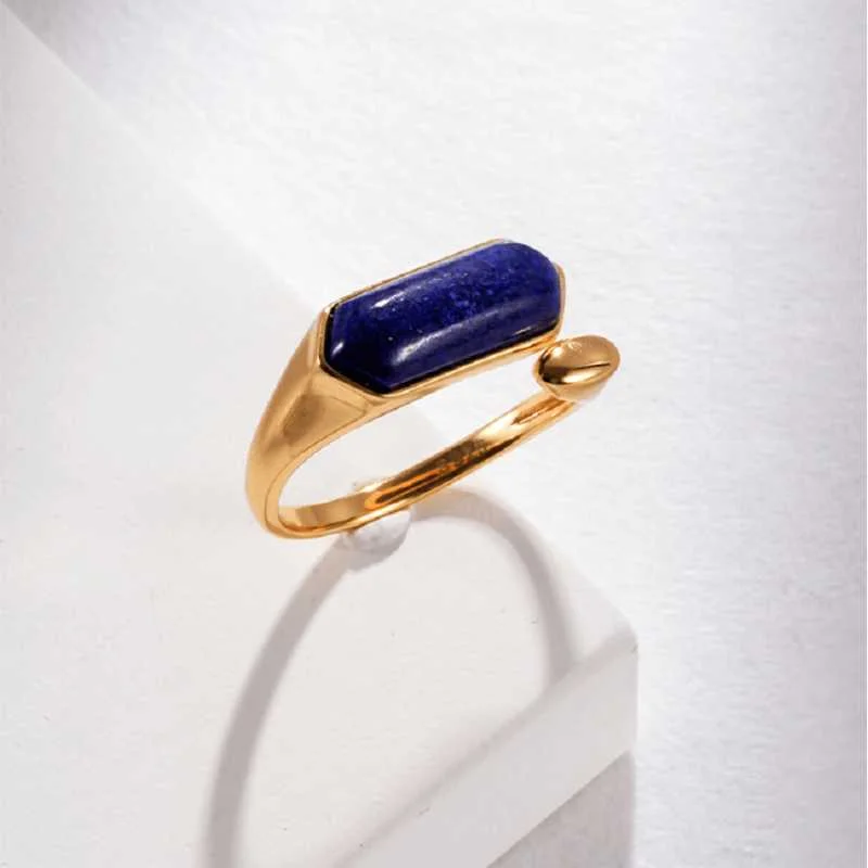 Tourmaline Gemstone Rings in 18K Two - Tone Gold with a Floral - Shaped Setting for a Feminine TouchLapis Lazuli Ring Womens - Gold Vermeil