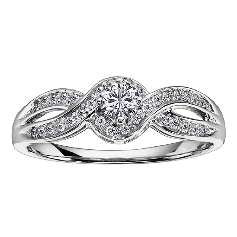 Cushion - Cut Women's Diamond Rings in Platinum with a Soft and Romantic AppearanceRound Canadian Diamond Twist Ring