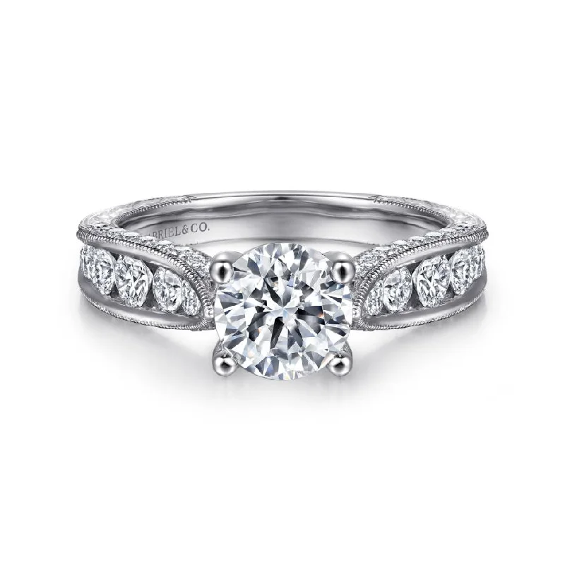 Signature - Design Women's Diamond Rings with a Brand - Specific Pattern and High - Quality DiamondsGabriel 14K White Gold .81ctw 4 Prong Style Diamond Semi-Mount Engagement Ring