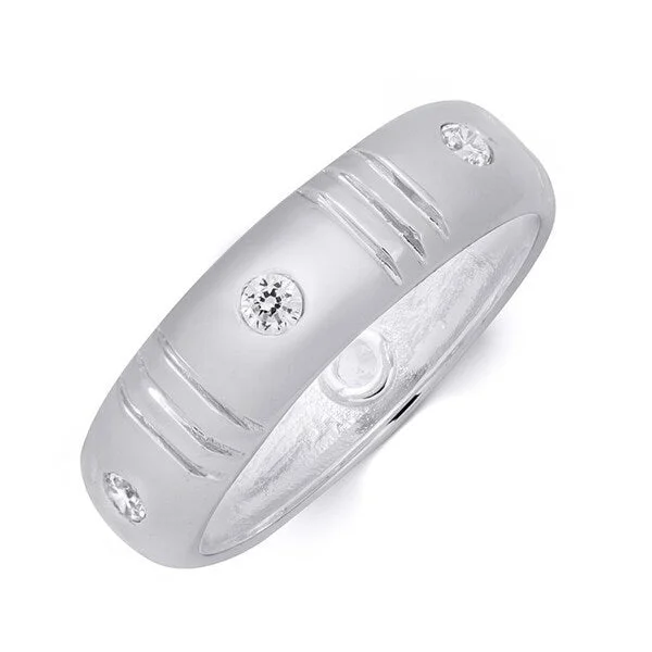 Fashion Rings with Zodiac Symbols in Gold - Filled Metal for a Personalized TouchMens 8mm Solid Real 925 Sterling Silver 1/4 Carat CZ Wedding Band Ring