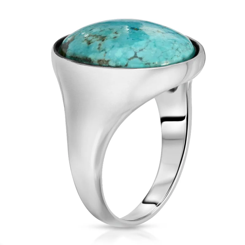 Citrine Gemstone Rings in Stainless Steel with a Stackable Design for a Trendy Everyday WearBlue Turquoise Oval Ring