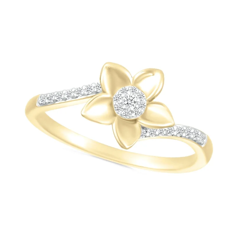 Women's Diamond Rings with Side - Stone Pave Setting for a Sparkling and Continuous ShineDaisy Ring with Diamond Center and Band