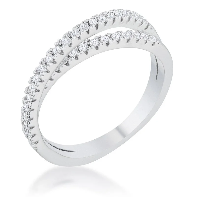 Open - Band Fashion Rings in Sterling Silver with Gemstone InlaysMara 0.4Ct Cz Rhodium Intertwined Simple Ring