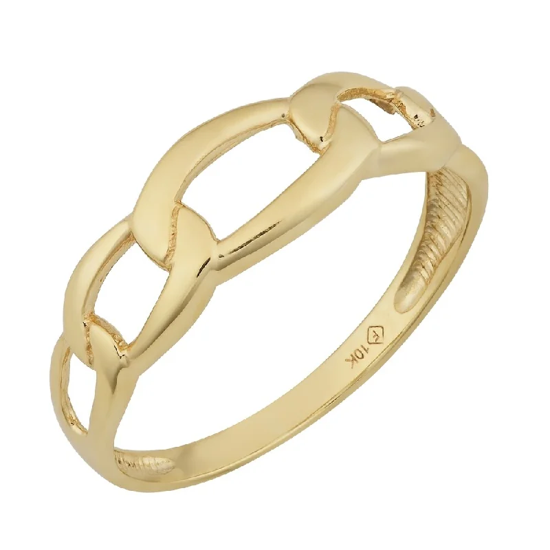 Bangle - Style Fashion Rings in Rose - Gold - Plated Aluminum with Etched PatternsFremada 10k Yellow Gold High Polish Figaro Ring