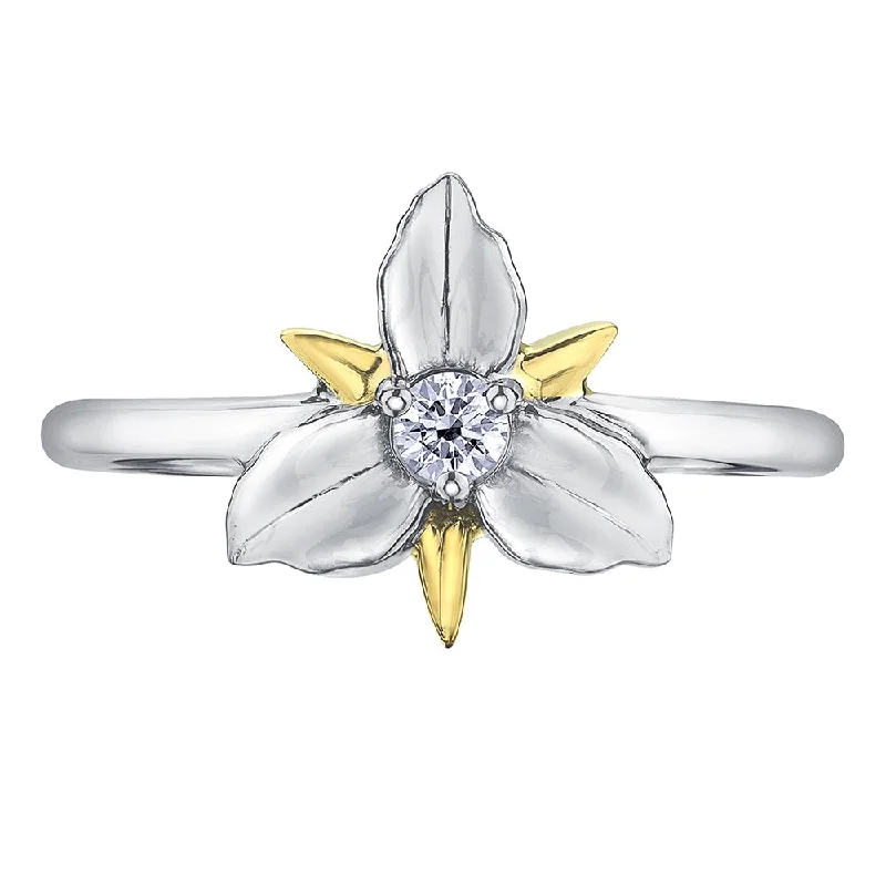 Adjustable Women's Diamond Rings with a Flexible Band for a Comfortable and Custom FitCanadian Diamond Ontario Trillium Flower Ring