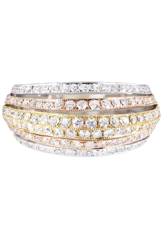 Art Deco - Inspired Women's Diamond Rings with Geometric Designs and Baguette - Cut Diamonds14K Ladies Diamond Cocktail Ring | 1.73 Carats | 6.56 Grams