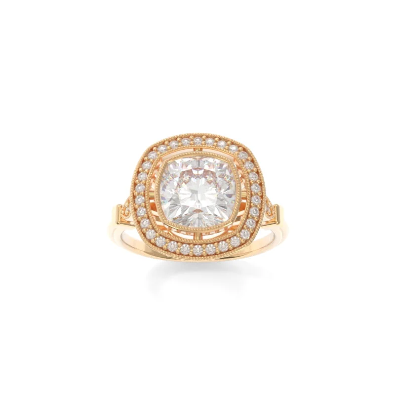 Men's Tourmaline Engagement Rings in 18K Two - Tone Gold with a Floral - Inspired SettingLillian Ring Cushion