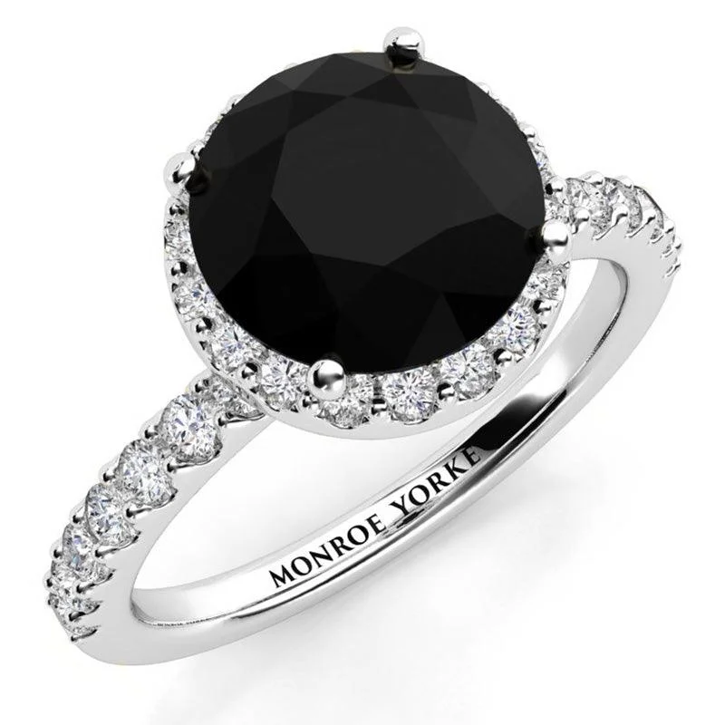 Cushion - Cut Women's Diamond Rings in Platinum with a Soft and Romantic AppearanceSasha - Unique Black Diamond Halo Ring.