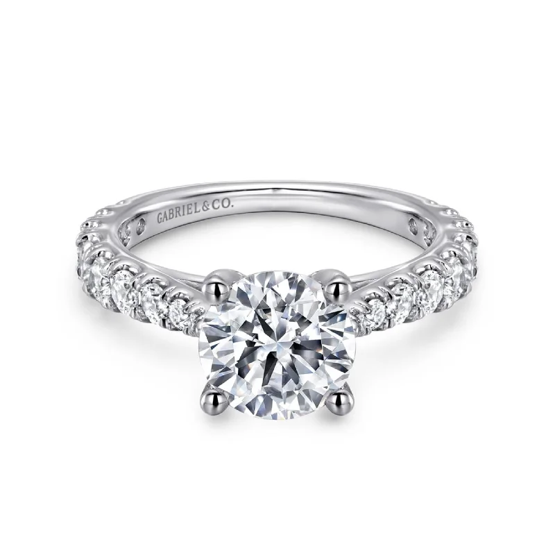 Cathedral - Style Women's Diamond Rings with a Raised Center Setting and Elaborate MetalworkGabriel 14K White Gold .76ctw 4 Prong Style Diamond Semi-Mount Engagement Ring