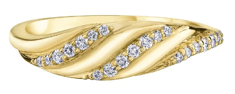 Vintage - Style Women's Diamond Rings with Floral - Engraved Bands and Multiple Diamond AccentsYellow Gold Diamond Ring.