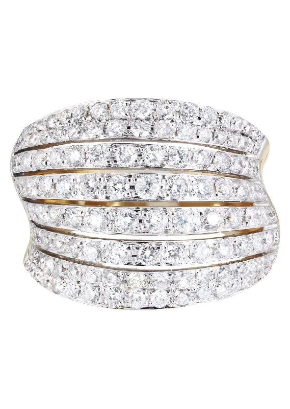 Cluster - Style Women's Diamond Rings with Multiple Small Diamonds Arranged in a Stunning Pattern14K Ladies Diamond Cocktail Ring | 2.26 Carats| 8.2 Grams