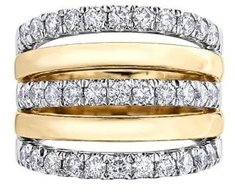 Women's Diamond Rings with Side - Stone Pave Setting for a Sparkling and Continuous ShineYellow Gold Diamond Ring.